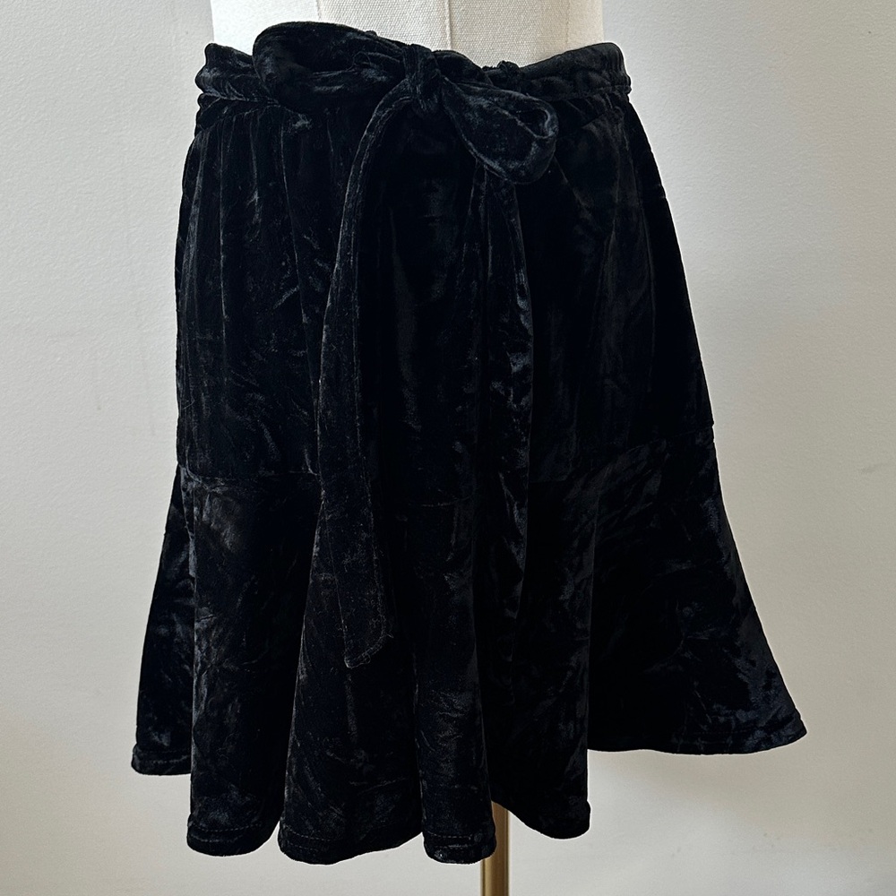 Crushed Velvet Womens XL A Line Mini Skirt Black Whimsigoth Dark Romantic Fairy